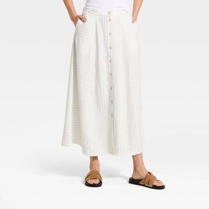 Women's Maxi A-Line Skirt - Universal Thread Light Blue Striped XS